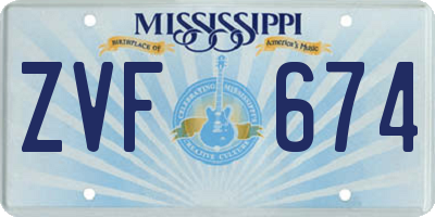 MS license plate ZVF674