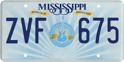 MS license plate ZVF675