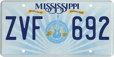 MS license plate ZVF692