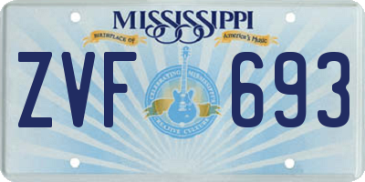 MS license plate ZVF693