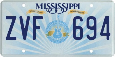 MS license plate ZVF694