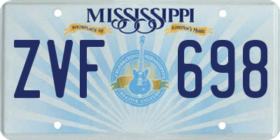 MS license plate ZVF698