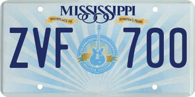 MS license plate ZVF700