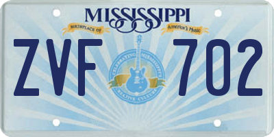 MS license plate ZVF702