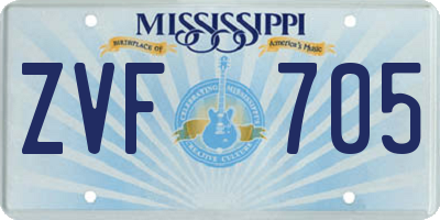MS license plate ZVF705