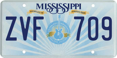MS license plate ZVF709