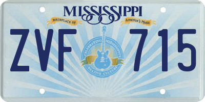 MS license plate ZVF715