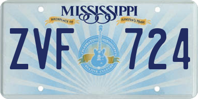 MS license plate ZVF724