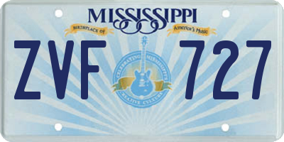 MS license plate ZVF727
