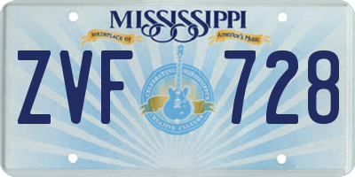 MS license plate ZVF728