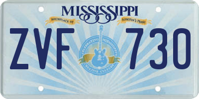 MS license plate ZVF730