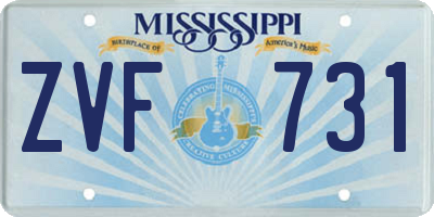 MS license plate ZVF731