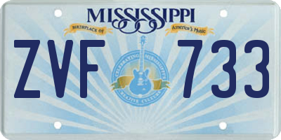 MS license plate ZVF733