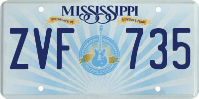 MS license plate ZVF735