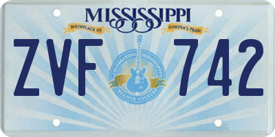 MS license plate ZVF742