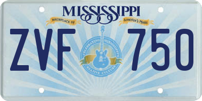 MS license plate ZVF750