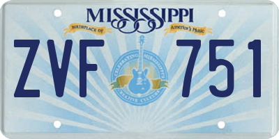 MS license plate ZVF751