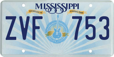 MS license plate ZVF753