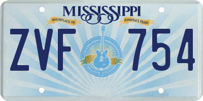 MS license plate ZVF754