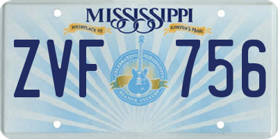 MS license plate ZVF756