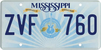 MS license plate ZVF760