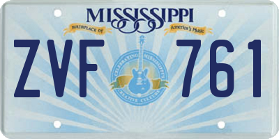 MS license plate ZVF761