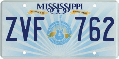 MS license plate ZVF762