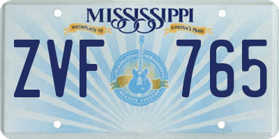 MS license plate ZVF765