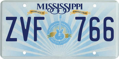 MS license plate ZVF766