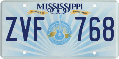 MS license plate ZVF768