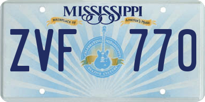 MS license plate ZVF770