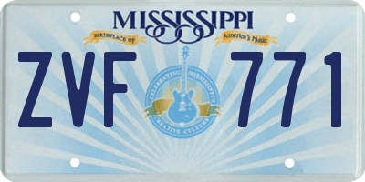 MS license plate ZVF771