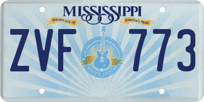 MS license plate ZVF773