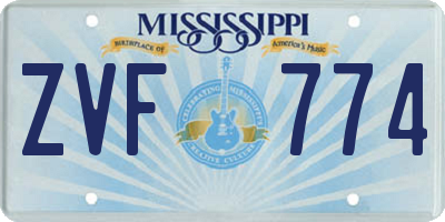 MS license plate ZVF774