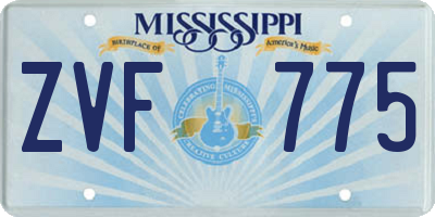 MS license plate ZVF775