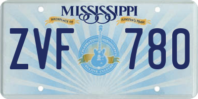 MS license plate ZVF780