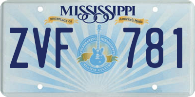 MS license plate ZVF781