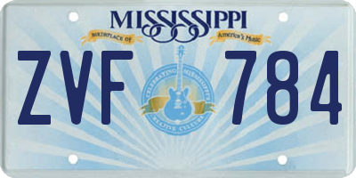 MS license plate ZVF784