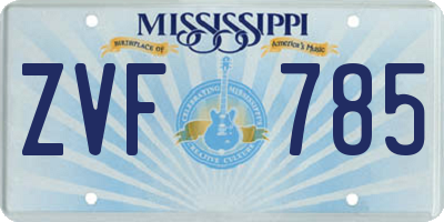 MS license plate ZVF785