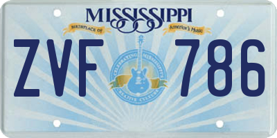 MS license plate ZVF786