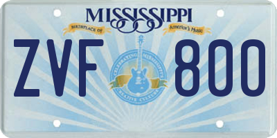MS license plate ZVF800