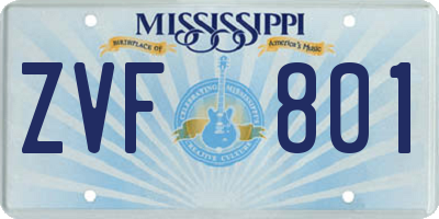 MS license plate ZVF801