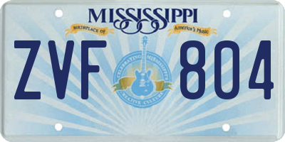 MS license plate ZVF804