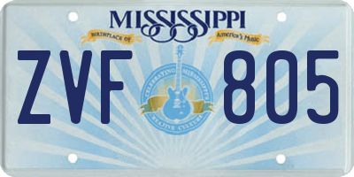 MS license plate ZVF805