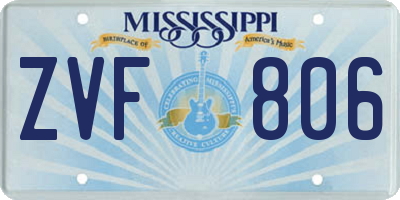 MS license plate ZVF806