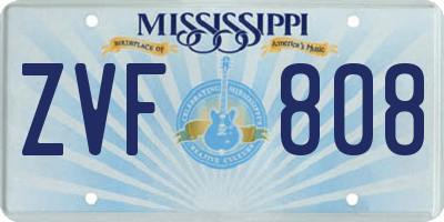 MS license plate ZVF808