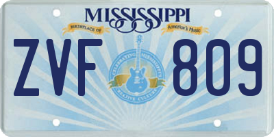 MS license plate ZVF809
