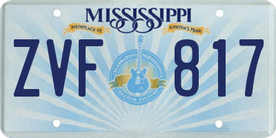 MS license plate ZVF817