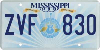 MS license plate ZVF830