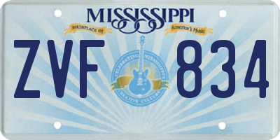 MS license plate ZVF834